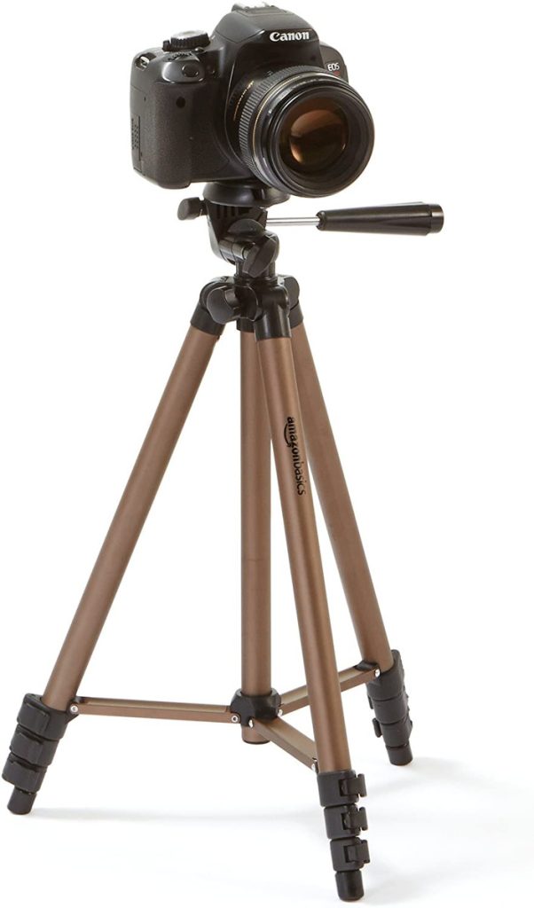 Amazon Basics 50-inch Lightweight Camera Mount Tripod Stand With Bag, Black/Brown