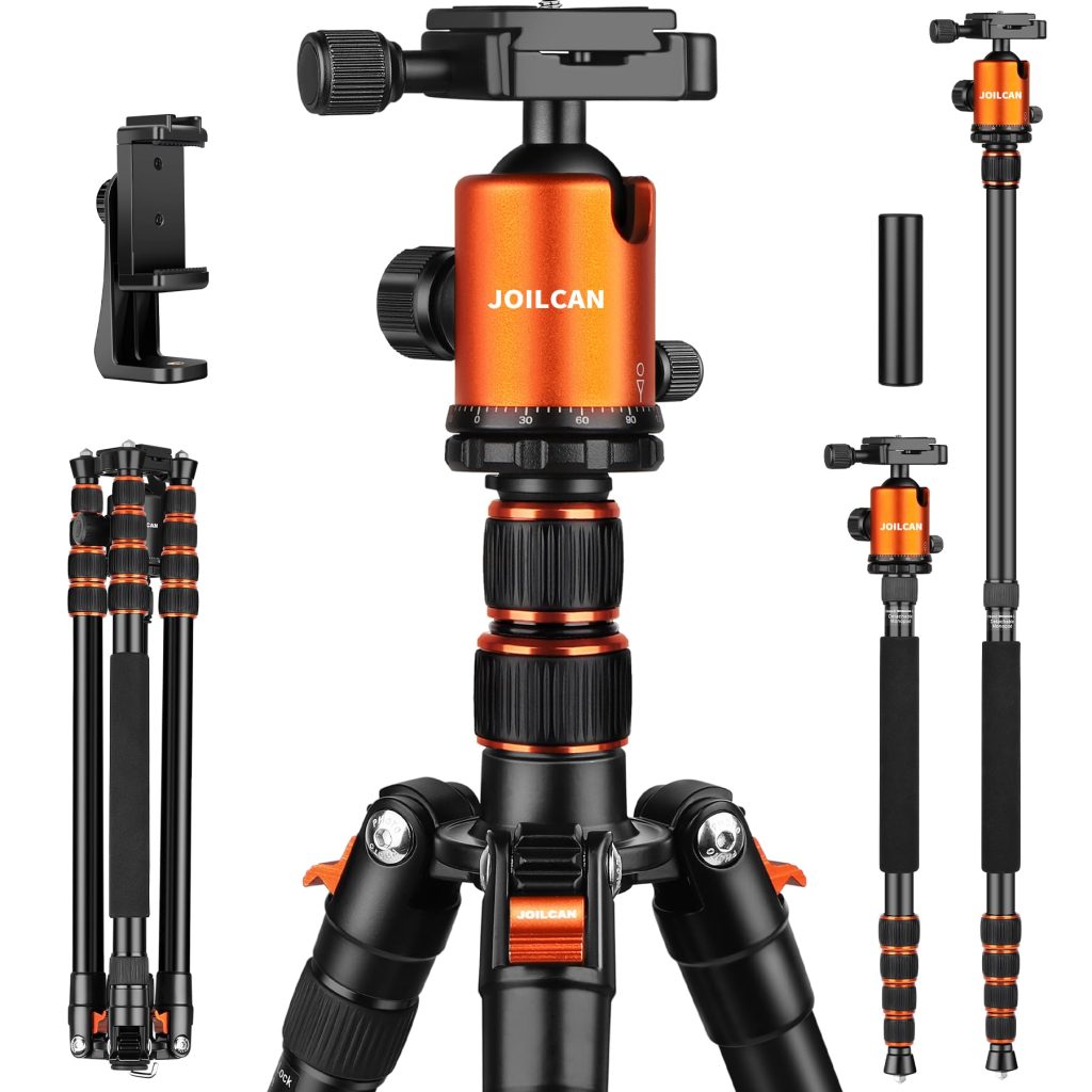 80/85 inches Heavy Duty Tripod for Camera and Phone, 85" Camera Monopod Tripod, DSLR Binoculars Spotting Scope Camcorders Video Tripod Stand, 360 Degree Ball Head, 35 lbs Loads