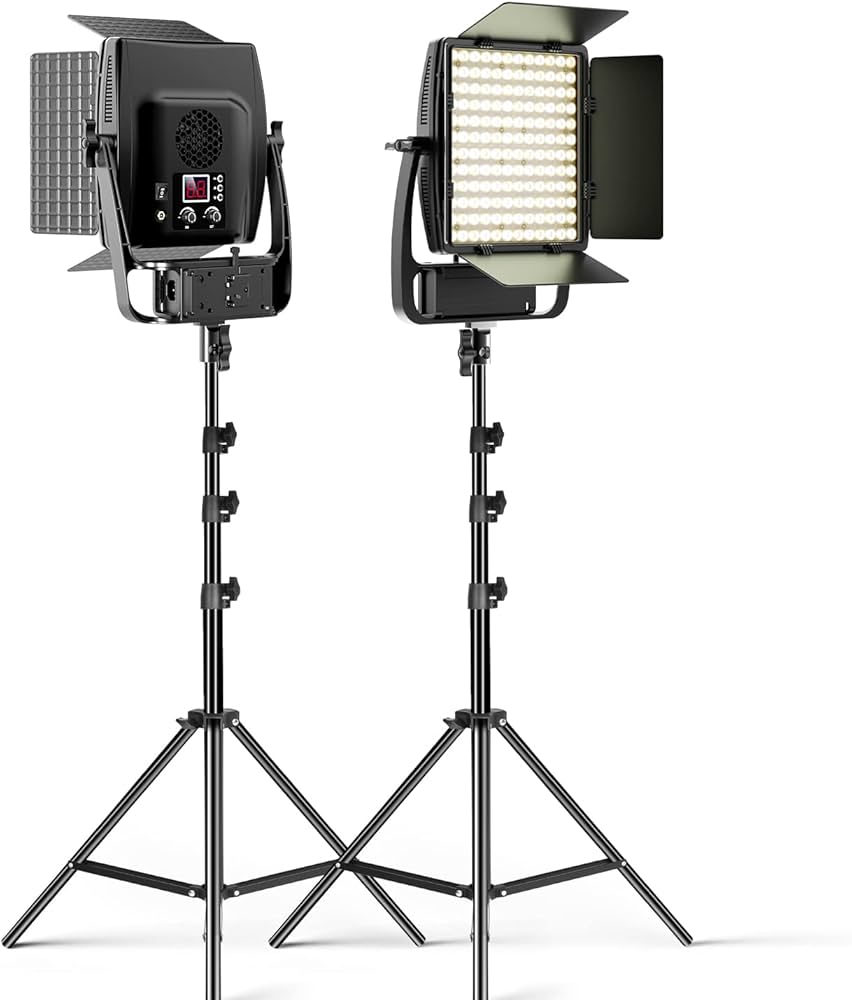 RGB Photography Video Lighting Kit, 2 Pack 50W Bi-Color Energy-Saving LED Video Studio Lights with 2300k~8500k