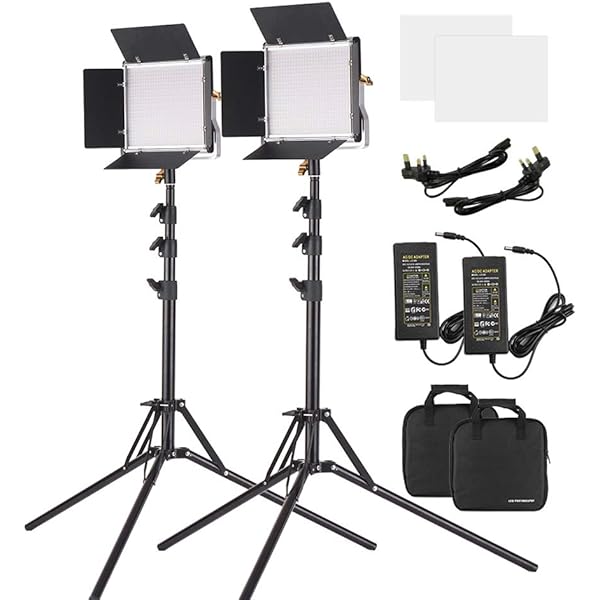 RGB Photography Video Lighting Kit, 2 Pack 50W Bi-Color Energy-Saving LED Video Studio Lights with 2300k~8500k