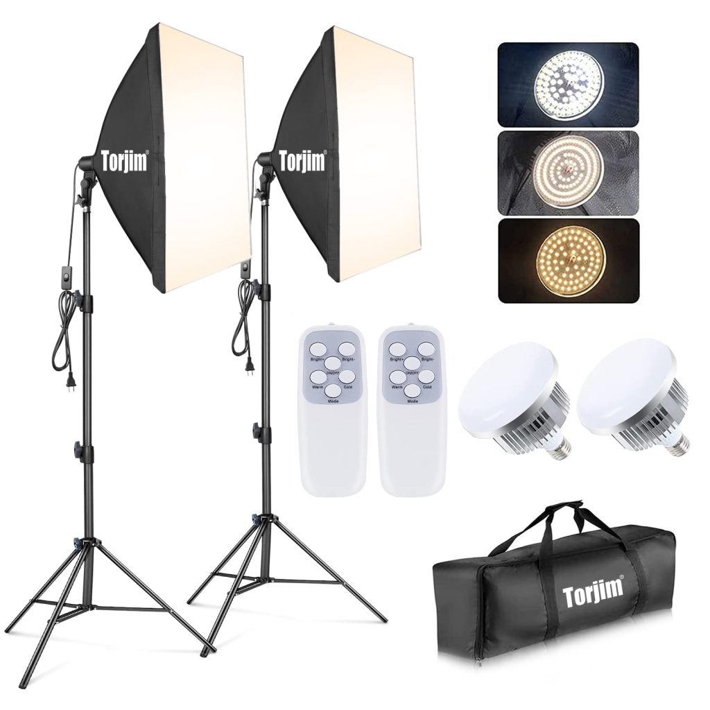 Photography Lighting kit with Backdrops, 8.5ftx10ft Backdrop Stand, 5 tripod stands and Bulb, Umbrella Softbox Continuous Lighting