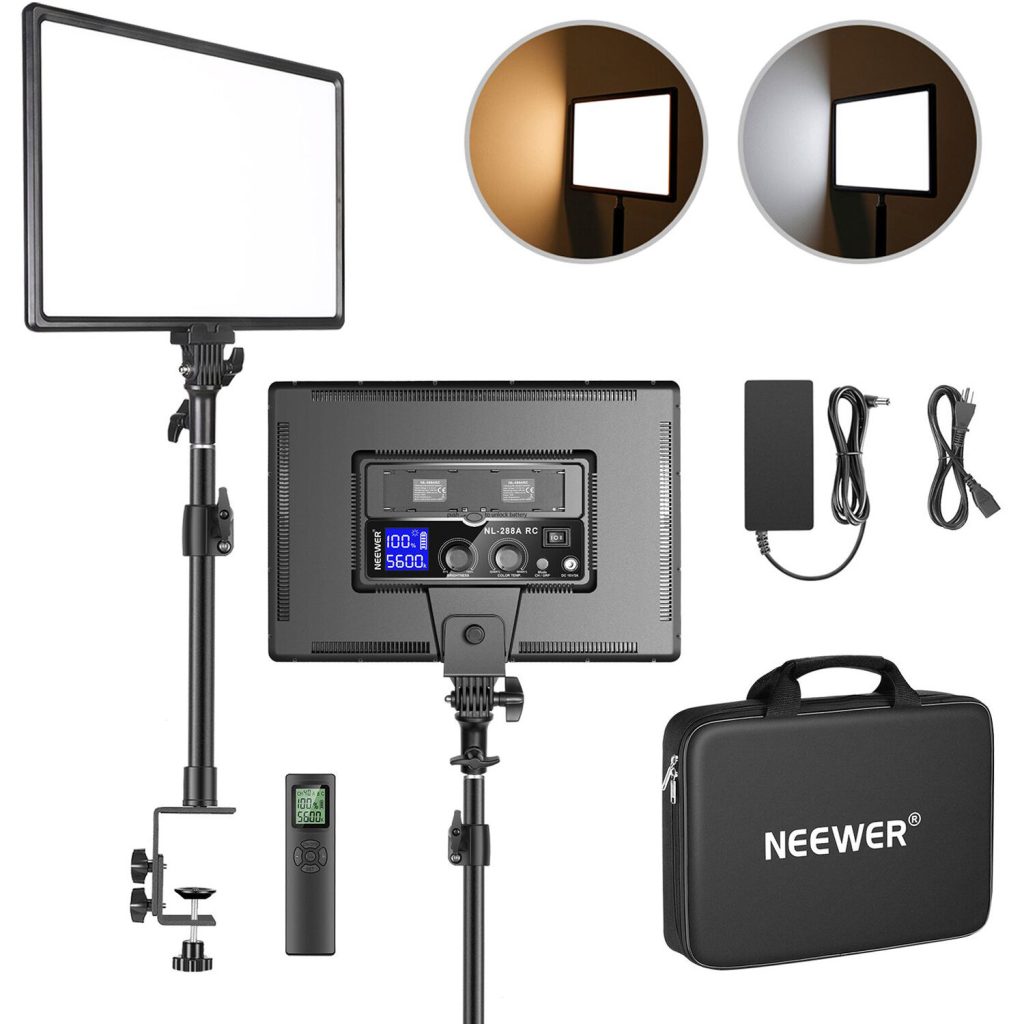 RALENO 2 Packs LED Video Light and 75inches Stand Lighting Kit, CRI 95+ Photography Lighting with 8000mAh Built-in Battery & LCD Display