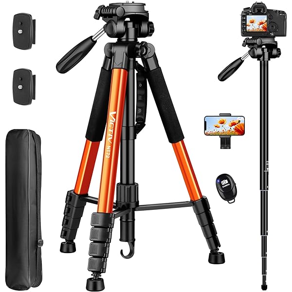 JOILCAN Tripod Camera Tripods, 74" Tripod for Camera Cell Phone Video Photography, Heavy Duty Tall Camera Tripod Stand, Professional Travel DSLR Tripods Compatible with Canon iPhone, Max Load 15 LB